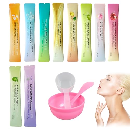 Polvo De Mascarilla Jelly Soft Mask, Mascarilla Facial En Polvo Con Accesorios, Hidratante Y Nutritiva, Mascarilla De Gel DIY Para Cuidado Facial, Kit De 10 Unidades Para Spa O Uso En Casa