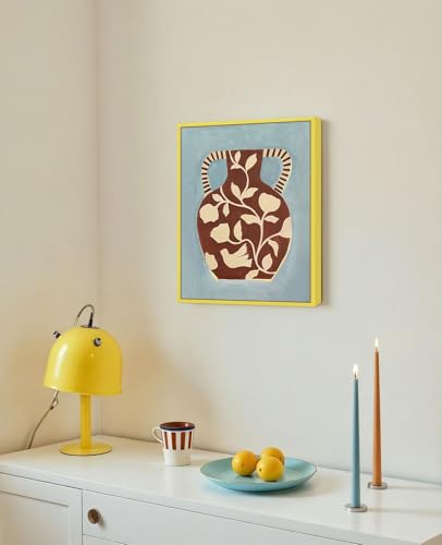 Image of Cute Yellow 8x8 Canvas Floater Frame for Wall Art Prints,0.9 inch Deep | Set of 2,Easy Framing,Floating Frames for Abstract Watercolor Paintings Illustration Landscape Portrait Bedroom Hallway Decor