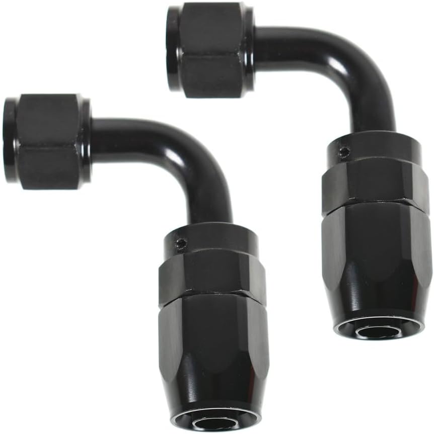 2x For 90° Degree Swivel Hose Line End Fitting Adaptor Fuel Oil AN8 BlackOEM Genuine Replacement