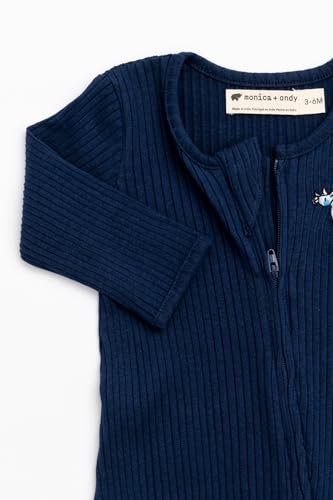 Image of monica + andy Double Zipper One Piece, 100% Organic Baby Clothes for Girls & Boys, Unisex, Preemie, Newborn & Infant Sizes