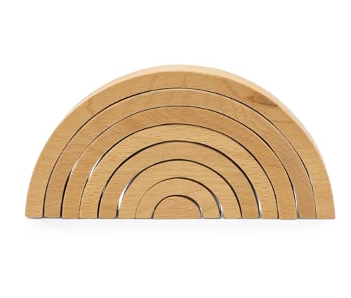 Générique Blocs Arc en Ciel Bois Montessori - Jeu de Construction - Jeu d'empillage en Bois pour bébé