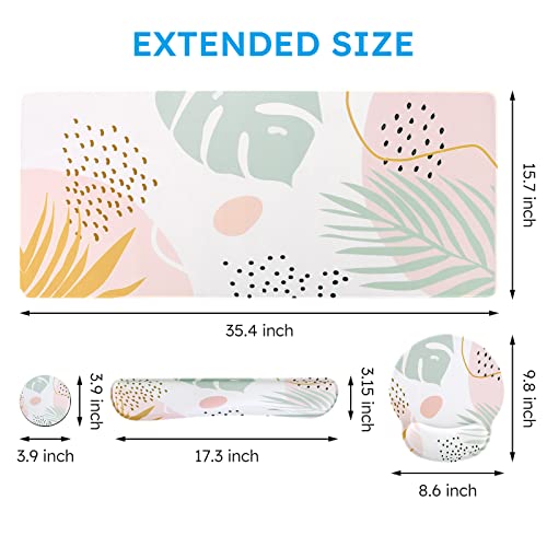 Icasso Desk Mat, Gaming Mouse Pad Wrist Support Set,4In1 Xxl Large Mousepad + Keyboard Wrist Rest+Mouse Wrist Rest+Coaster Set With Ergonomic Design For Home Office Table Computer-Morandi #TOP1