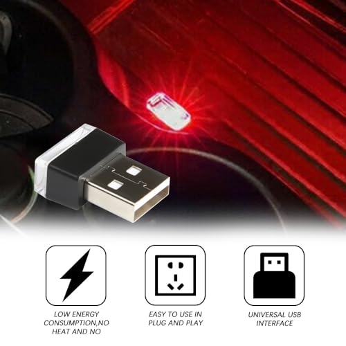 4PCS USB LED Car Interior Atmosphere Lamp, Led Lights for Car, Plug-in USB A Interface Trunk Ambient Lighting, Universal Car Interior Accessories Portable Auto Ambient Lighting Kit for Most Cars