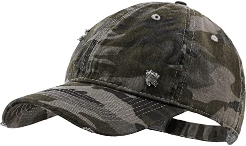 VODIORE Camouflage Cap Distressed Baseball Cap Vintage Dad Cap Camo Army Hat for Men Women Camo