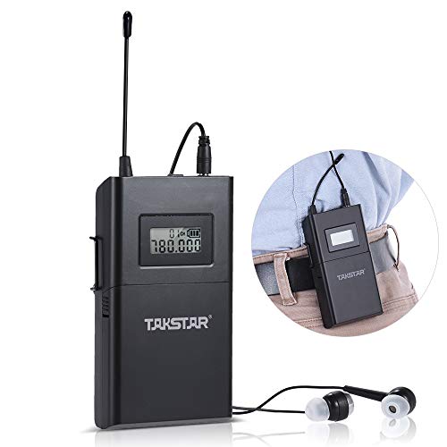 Moniss Receptor de sistema de áudio sem fio UHF WPM-200R Visor LCD 6 canais selecionáveis Distância