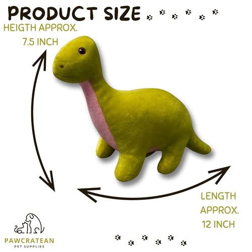 Pawcratean Brinquedo de pelúcia confortável para cães de 30 cm com estilo dinossauro Squeaker para b