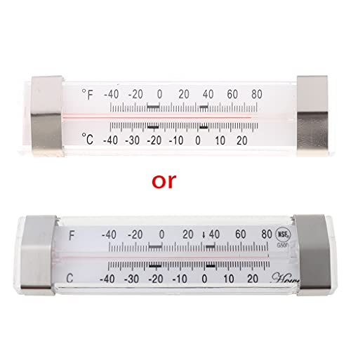 NUEAYMS Large Dial Refrigerator/Freezer Kitchen Thermometer Plastic Stainless Steel Temperature Gauge Measure Range -40~27°C/-20~80°F, 28X122 mm