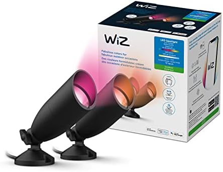 WiZ 12V Smart WiFi Outdoor LED Ground Spotlight Starter Kit (2-Count), Compatible with Alexa, Google Assistant, Bluetooth Compatible, No Hub Required, Extendable