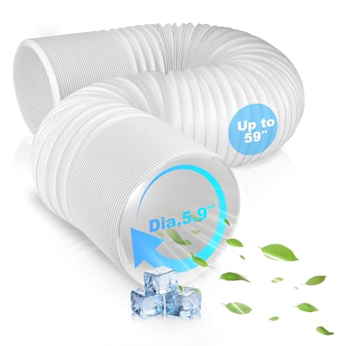 Hycago 1.5M Portable Air Conditioner Hose 5.9 Diameter 59 Length Portable Exhaust Vent Hose AC Exhaust Vent Flexible Tube Replacement Parts for LG for Delonghi and More
