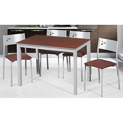 SHIITO Mesa de Cocina 110x70 cm Extensible a 160 cm con Tapa en Cristal