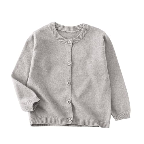 Girls Cardigans Sweaters Casual Solid Long Sleeve Cozy Soft Loose Crewneck Kids Knitted Outerwear for 2-10 Years