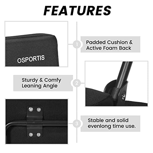 Osportis Stadium Seats For Bleachers, Bleacher Seats With Padded Active Foam Backs And Cushion, Portable Stadium Seats With Back Support And Shoulder Strap, Active,Black, 1 Pack #TOP6