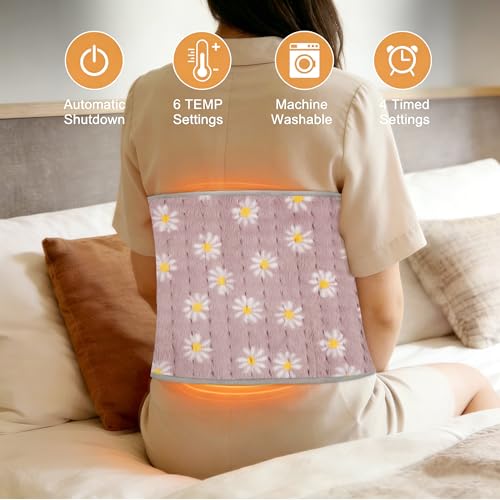 Image of Electric Heating pad for Back Neck Shoulder Knee Arms Legs | Heat Pads with 6 Heat Settings & Auto Shut Off &Dry /Moist for Birthday Mother Father Girl Men Women, LittleDaisy