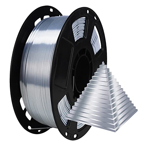 Image of 1.75mm Silk Pearlescent Metal Silver Shiny PLA Filament, 1kg 3D Printing Material Widely Support for FDM 3D Printer, Pack with Extra Filament Sample by BBLIFE