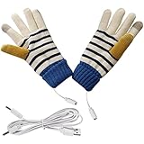 Clicitina USB-Heizhandschuhe Verdickte Elektro-Heizhandschuhe Fleece-Textur Vollfinger-Elektro-Heizhandschuhe Outdoor-Ausrüstung Heizhandschuhe Wqr48 (D-Blue, One Size)
