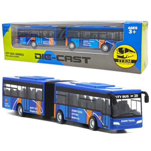 Autobús de Juguete, Tirar hacia Atrás Coche Set Autobuses Juguete Coche de Carreras Juguetes Vehículos Fricción Racers Cars Juguetes Die Cast Set Regalos para Niños Cumpleaños (Azul)