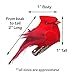 Cardinal Christmas Tree Ornaments - Clip-On Decorations - Red Body & Feathered Wings & Tail - Set of 24 - Each Bird is 2