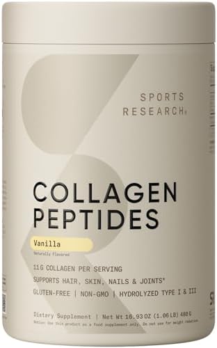 Sports Research Collagen Peptides - Hydrolyzed Type 1 & 3 Collage...