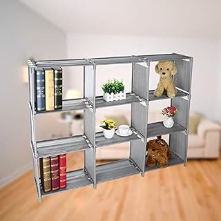 NszzJixo9 9-Grid Assembled Storage Rack,9-Cube Shelves Organizer,Stackable Storage Bins, Modular Bookcase, DIY Closet