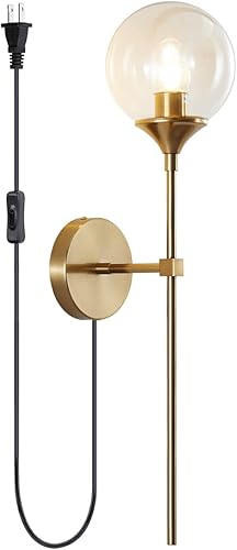 Miniatura 14 de BOKT Aplique de pared montado en la pared de latón cepillado dorado, lámpara de pared globo moderna de mediados de siglo, lámpara de pared vintage