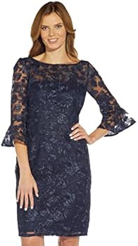 Adrianna Papell Women's Bell Sleeve Rosie Embroidered Sheath Dress, Midnight, 10 : Amazon.sg: Fashion Adrianna Papell Women's Bell Sleeve Rosie Embroidered Sheath Dress, Midnight, 10 : Amazon.sg: Fashion