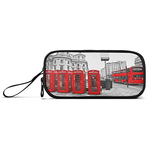 Kcldeci Federmäppchen, London, Großes Fassungsvermögen, Schwarz / Weiß Cover