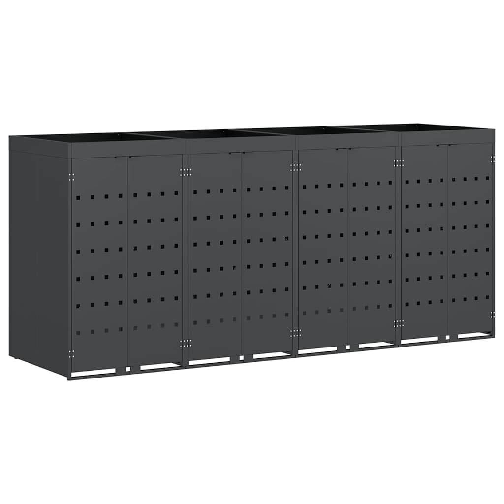 Genérico Almacenamiento de Cubos Wheelie para 4 Cubos Antracita,Casa y jardín,Productos del hogar,Accesorios para contenedores de residuos,Soportes para contenedores de residuos-3394745