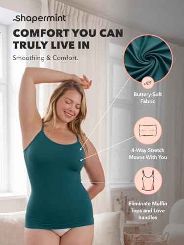 Image of SHAPERMINT Womens Tops - Scoop Neck Cami Body Shaper for Women, Shapewear Tummy Control, Camisole Tank Tops for Women
