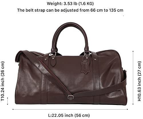 Barooqa Premium Leather Travel Duffel Bag For Men (Weekender | Overnight | Luxury Gym | Waterproof) Brown Barooqa57 #TOP5