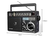 Retekess TR618 Portable FM AM SW Radio, Digital Shortwave Radio, Mains and Battery, Vintage Transistor, Antenna, Headphones Jack USB TF, Site, Work, Bathroom, Kitchen, Outdoor (Black) - Image 10