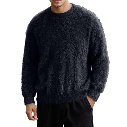 Pull homme col V chaud contre le froid hivernal tricot en laine grande taille