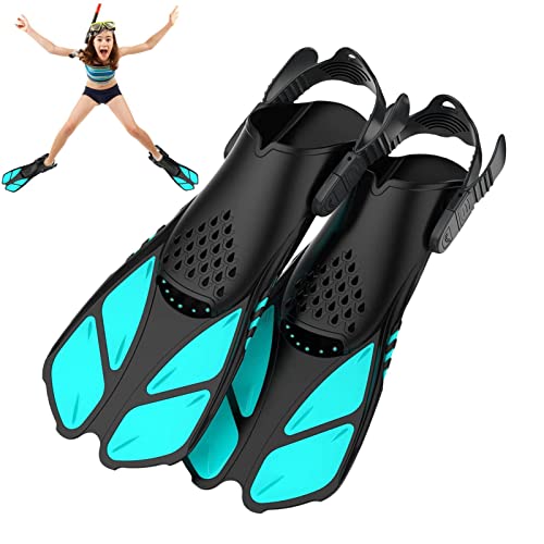 GZALES Aletas de esnórquel, aletas para esnórquel, aletas cortas de natación con hebillas ajustables y tacón abierto, para esnórquel, buceo, natación, adultos, hombres y mujeres