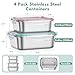 Fyrnova 8 PCS Food Storage Containers with Lids Airtight, Stainless Steel Containers Set for Kitchen Storage, Meal Prep, Lunch Containers, Microwave/Dishwasher Safe (41oz & 24oz)