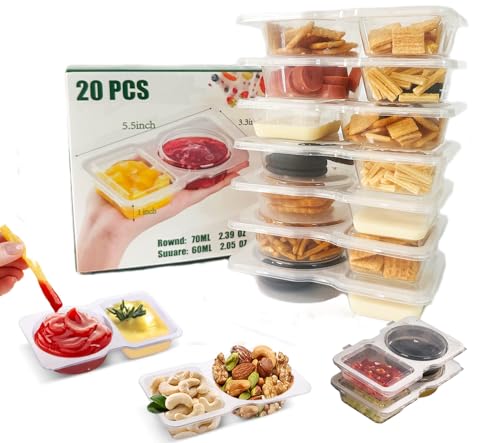 WOIRHWEH 40 Sets Upgrade Double Compartment Condiment Container, 2025 New