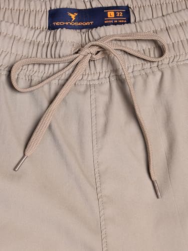 Image of TECHNOSPORT Men's Regular Fit Mid Rise Polyester Solid Cargos for Activewear, Regular Use and Quick Dry
