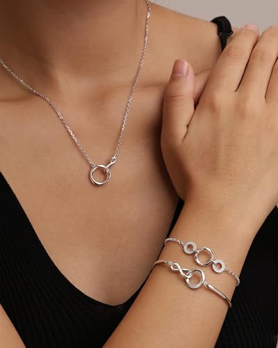 FANCIME Eternal Embrace Bracelet For Women Sterling Sliver White Gold Plated Bracelets Dainty Simulated Diamond Infinity Symbol Three Circle Design Jewelry Anniversary Birthday Mothers Day Gifts for Women Mom Friend4