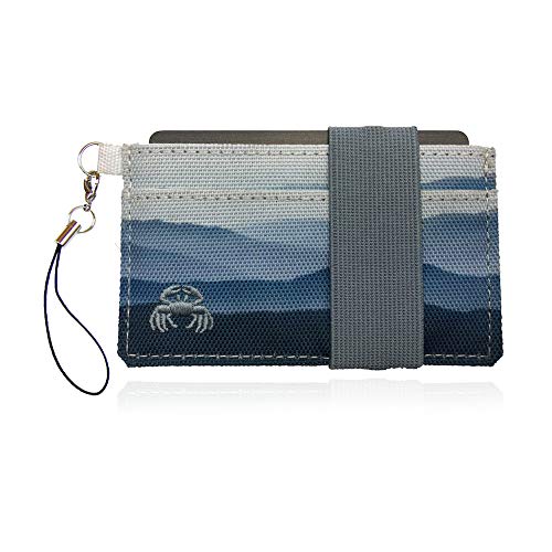 Crabby Gear - Front Pocket Wallet - Minimalist Wallet - Mountain - Canvas - Carry Cards, Cash, Phone, Keys - Securely Holds for Easy Access - Lobster Claw Keychain Included- Ultra Thin 4
