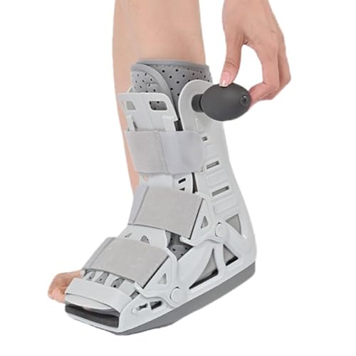 足首サポーター 骨折用 簡易ギプスシューズ 術後固定リハビリ 足首アキレス腱 靭帯 プロテクター アキレス腱手術、急性足首捻挫、 介護用 骨折用 ギブス 汚れ防止 足先防寒対策 滑り止め加工 (M,エアバッグ付し) (グレー(エアバッグ付き),S)
