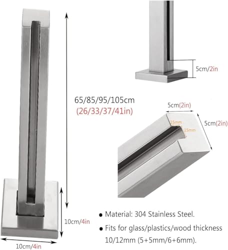 Abrazadera de cristal para poste pasamanos de acero inoxidable 105cm 4