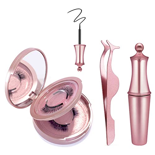 Kafeiya Faux Cils Magnétique Eyeliner Kit,2 Paires De Cils Magnétique,3D Faux Cils Naturel,Ensemble De Faux Cils Avec Eye-Liner Magnétique Sans Colle Cover