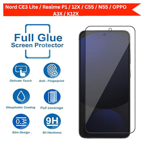 Image of DARKFIT Tempered Glass Premium Screen Protector Compatible for Oppo A3X / K12X | Edge to Edge Coverage with Easy Installation Kit | Scratch Resistance | HD Clear Glass (Black Border) | Pack of 1