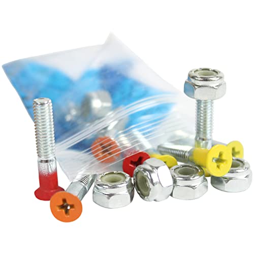 Dimebag Hardware Skateboard Mounting Nuts And Bolts 1" Phillips - Skateboard Truck Hardware - Lots Of Colors (Fire) #TOP2
