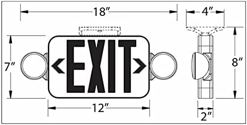 Black LED Exit Sign Emergency Light Combo with Green Letters