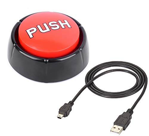 USB Sound Button–Make Your Own Button By Uploading Audio Files Direct – Fits 100+ Recordings Easy–Top Recordable Quality Playback-Funny Novelty Office Desk Gag Gift– BATTERY+USB CABLE INSIDE
