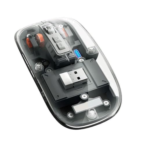 Image of 2.4GHz Wireless Mouse Bluetooth Computer Mouse 4 DPI Adjustable Optical USB Mouse Mute Luminescence Cordless Mice with Power Display Rechargeable Compatible for Android Windows iOS Laptop, Grey