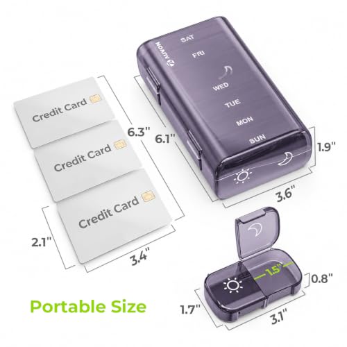 Image of AUVON Weekly Pill Organizer 2 Times a Day, One-Sided Opening, Easy to Use