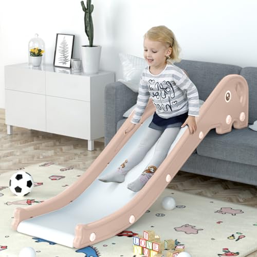 FUKEA Sofa Slides for Kids Elephant Indoor Toddler Slide for Bed Couch Slide for Toddler Age 1-3 Pink