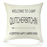 Mothers Day Happy Camper Gift Throw Pillow Cover For Anniversary From Couples Sister Vacation Gift P