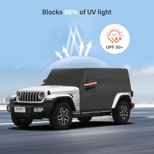 Image of Custom Fit Wrangler JK JL 4 Door Car Cover 2007-2025 | Waterproof & Windproof All-Weather Protection with UV Shield | Easy Install & Durable Fit