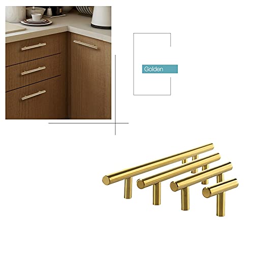 Miniatura 7 de Ansiedio 6 Piezas Tiradores Cocina Tiradores Armarios En Forma De T-Barra Acero Inoxidable, Oro 128mm Distancia De Agujeros